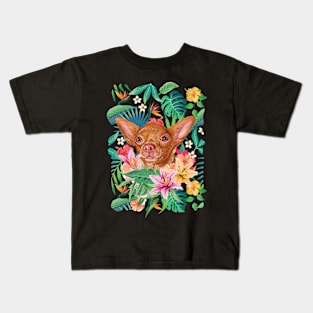 Tropical Short Haired Red Chihuahua Kids T-Shirt